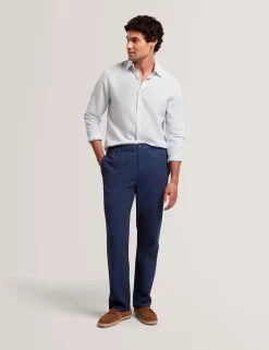 Relaxed Linen Blend Elasticated Trousers