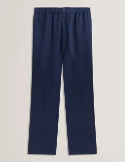 Relaxed Linen Blend Elasticated Trousers