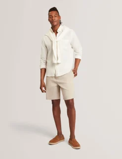 Relaxed Marl Check Linen Blend Long Sleeve Shirt