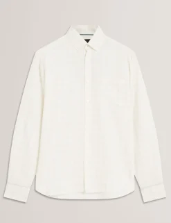 Relaxed Marl Check Linen Blend Long Sleeve Shirt