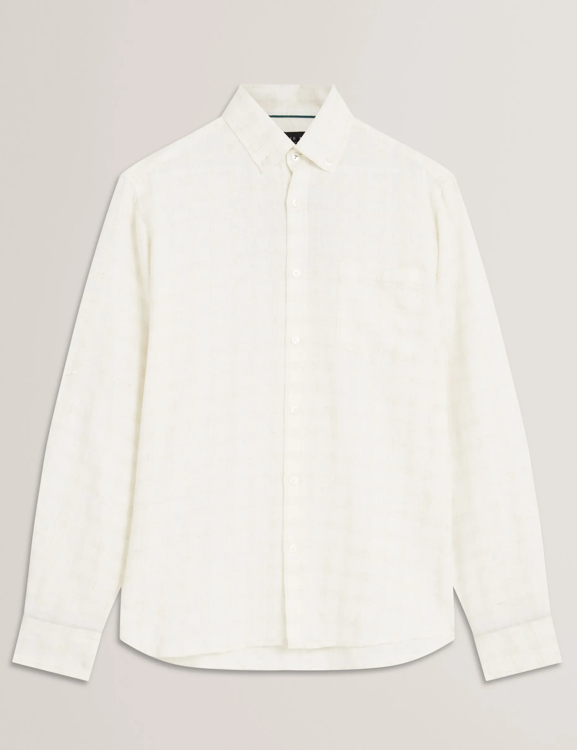 Relaxed Marl Check Linen Blend Long Sleeve Shirt