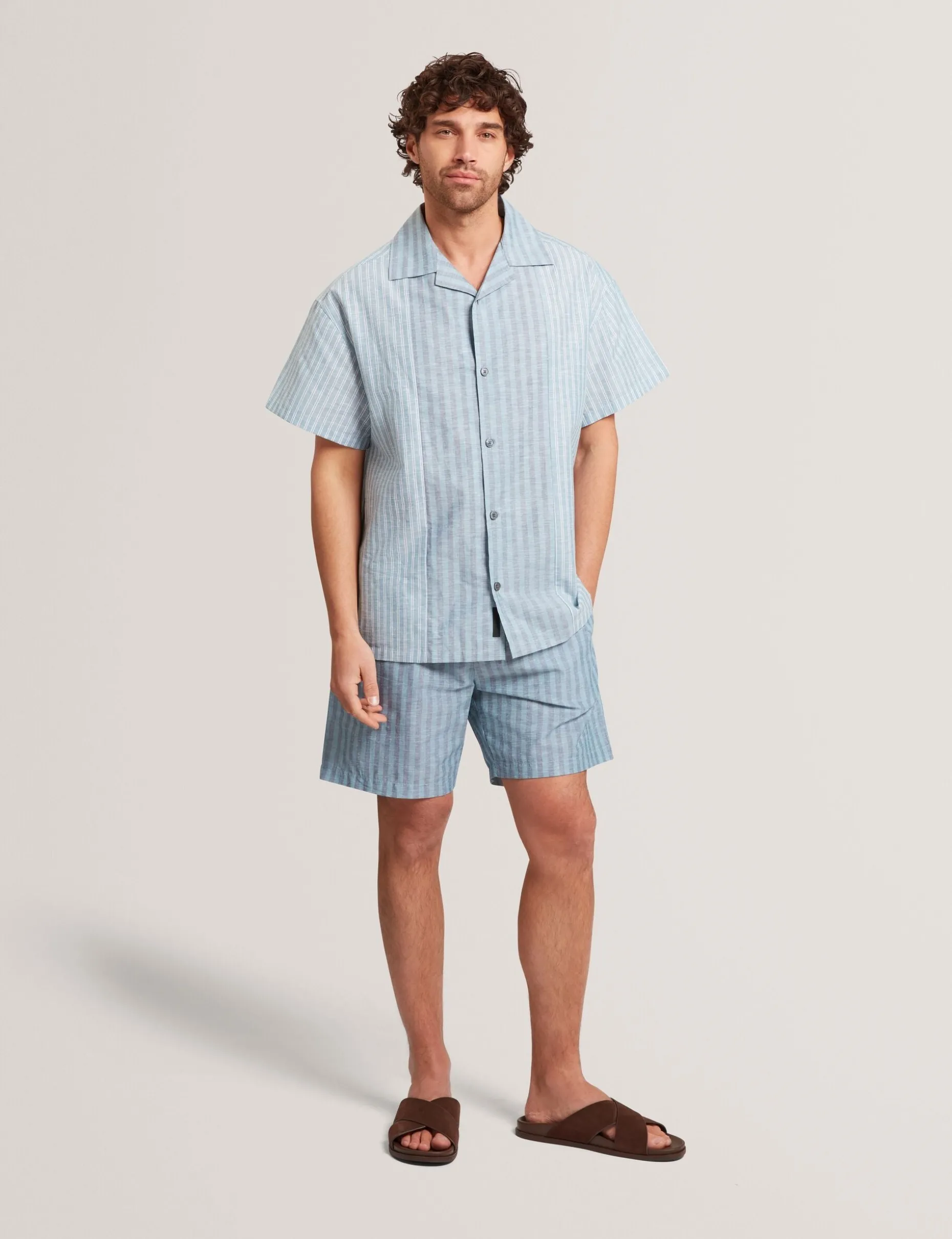Relaxed Mixed Stripe Linen Blend Shirt