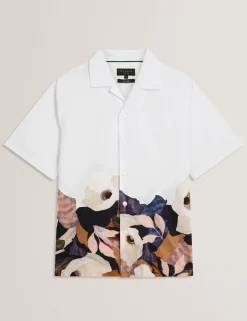 Relaxed Printed Hem Cotton Resort Shirt