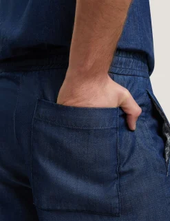Relaxed Pull-On Chambray Pants
