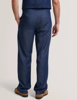 Relaxed Pull-On Chambray Pants
