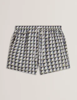 Retro Geo Drawstring Swim Shorts
