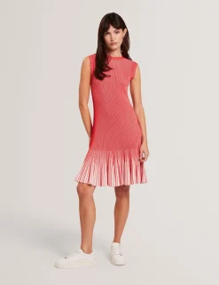 Ribbed Knit Flippy Hem Mini Dress