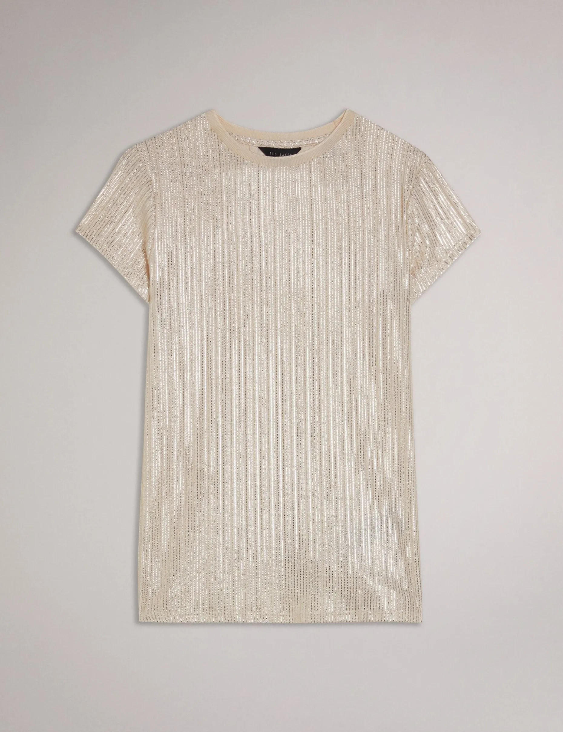 Ribbed Metallic Fitted T-Shirt