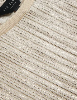 Ribbed Metallic Fitted T-Shirt