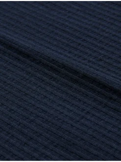 Ribbed Texture Zip Neck Cotton Polo Shirt