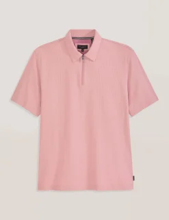 Ribbed Zip Polo