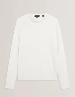 Rolled Edge Linen Blend Crew Neck Jumper