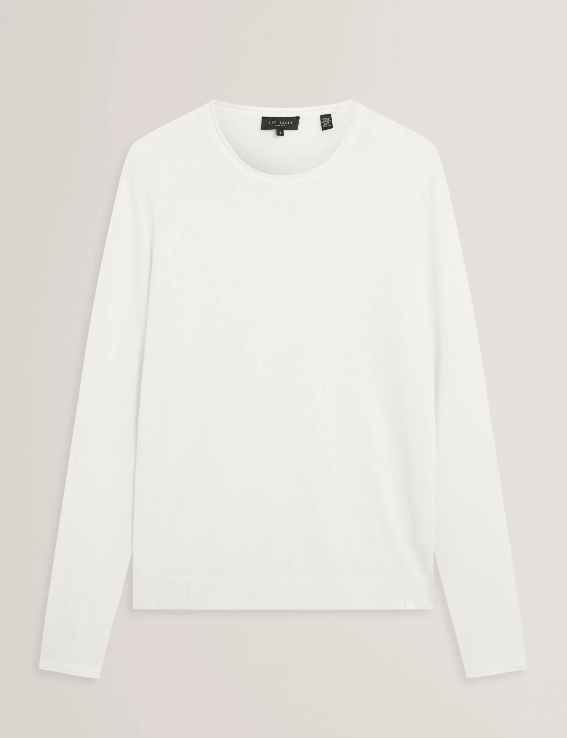 Rolled Edge Linen Blend Crew Neck Jumper