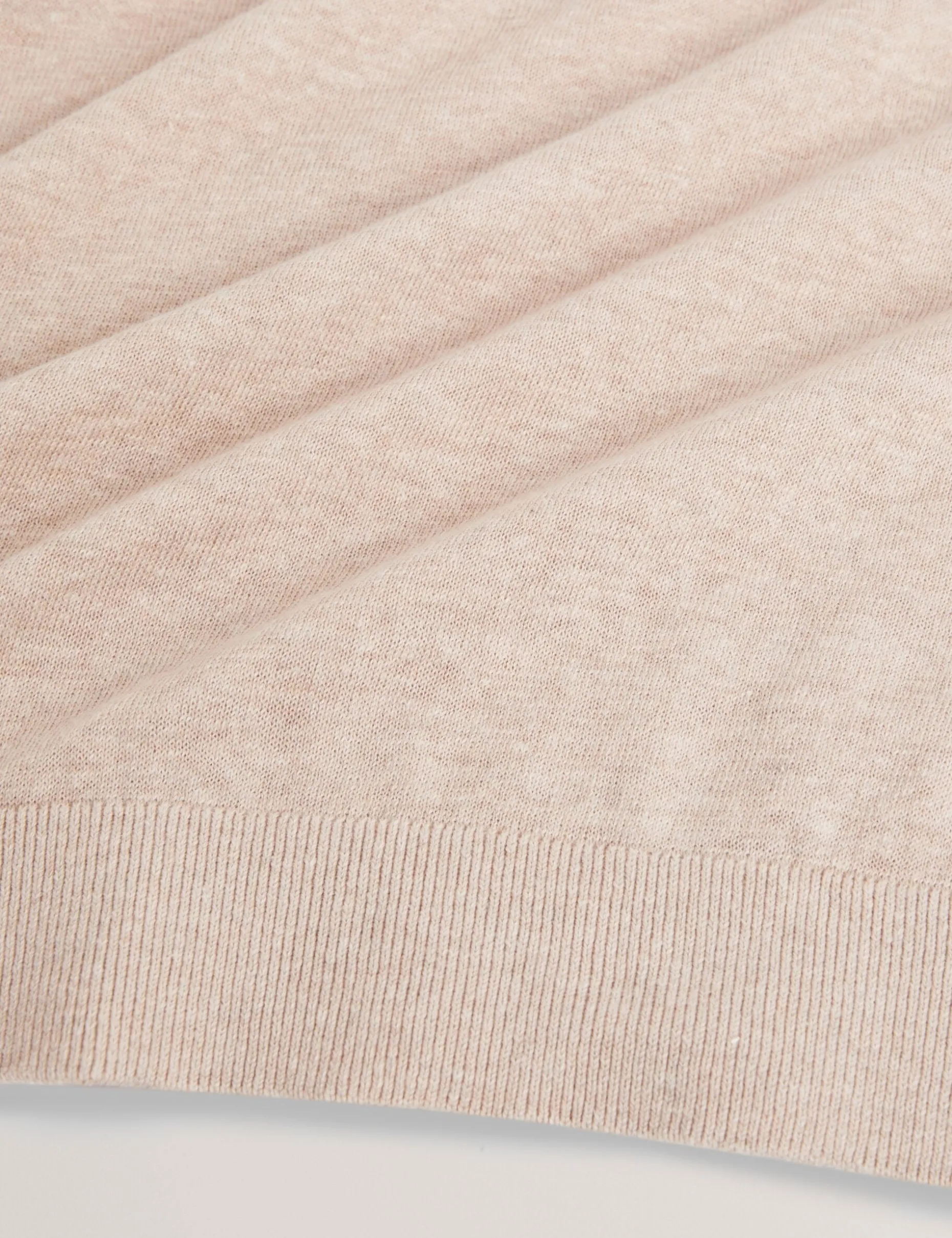 Rolled Edge Linen Blend Crew Neck Jumper