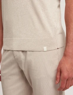 Rolled Edge Linen Blend Knit T-Shirt