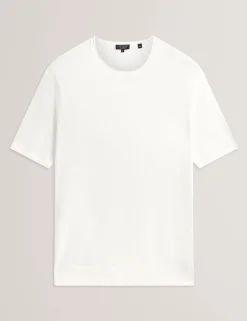 Rolled Edge Linen Blend Knit T-Shirt