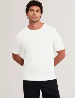 Rolled Edge Linen Blend Knit T-Shirt