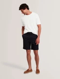 Rolled Edge Linen Blend Knit T-Shirt