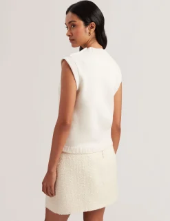 Rose Button Wool Knit Tank Top