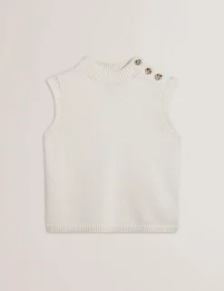 Rose Button Wool Knit Tank Top