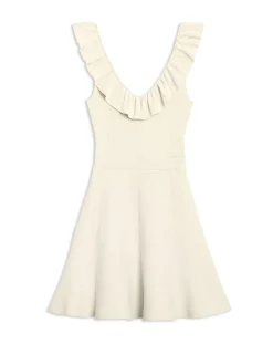 Ruffle Neckline Mini Dress