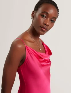 Satin Cowl Neck Strappy Maxi Dress