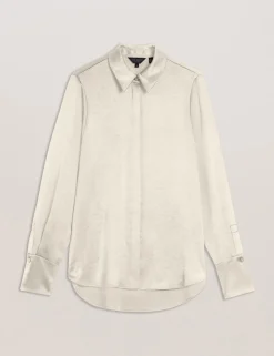 Satin Longline Covered Placket Blouse