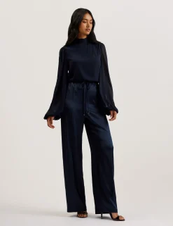 Satin Wide Leg Drawstring Joggers