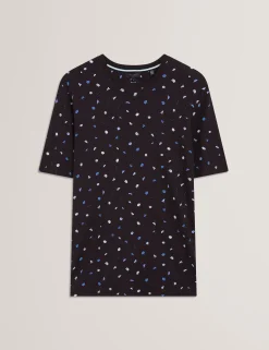 Scattered Floral Print Crew Neck T-Shirt
