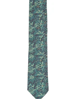 Scrolling Floral Satin Tie