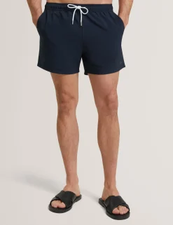 Seersucker Mid-Length Swim Shorts