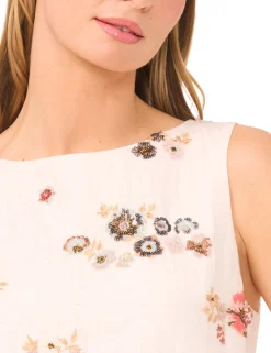 Sequin Floral Drop Waist Mini Dress