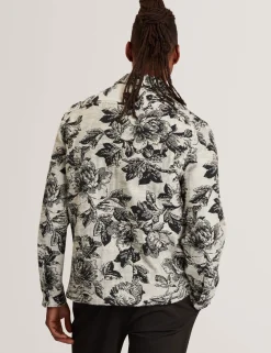 Shaded Floral Print Jacquard Overshirt