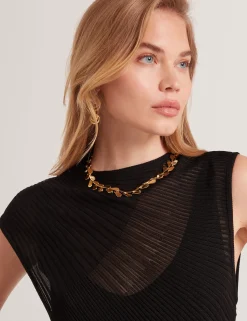 Sheer Detail Textured Knit Midaxi Dress