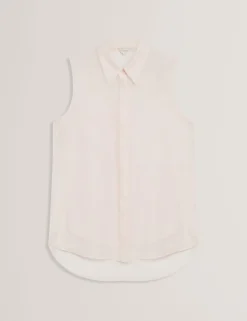 Sheer Organza Longline Sleeveless Blouse