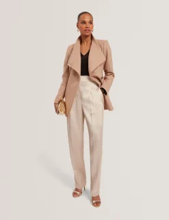Short Belted Wool Wrap Coat
