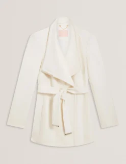 Short Belted Wool Wrap Coat