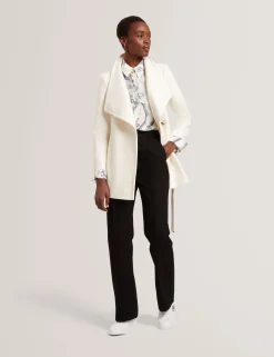 Short Belted Wool Wrap Coat