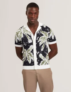 Short Sleeve Knitted Leaf Shirt