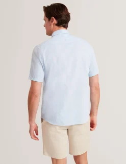 Short Sleeve Linen Cotton Woven Shirt