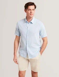 Short Sleeve Linen Cotton Woven Shirt