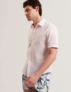 Short Sleeve Linen Cotton Woven Shirt
