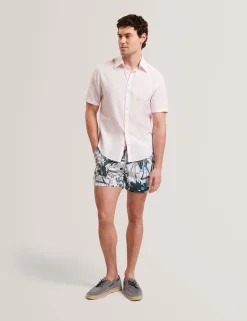 Short Sleeve Linen Cotton Woven Shirt