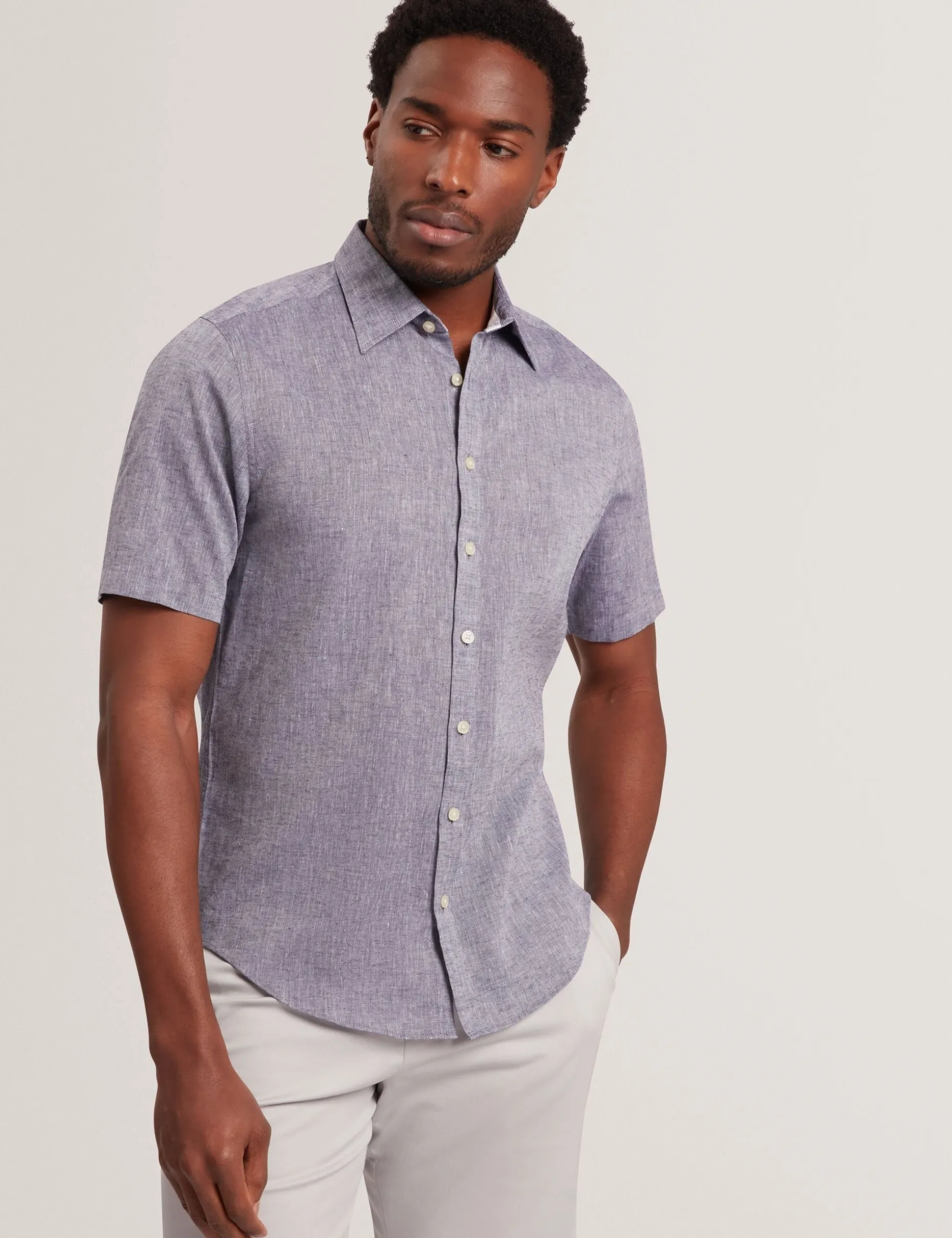 Short Sleeve Linen Cotton Woven Shirt