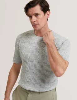 Short Sleeve Relaxed Fit Textured Knit T-Shirt