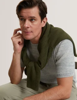 Short Sleeve Relaxed Fit Textured Knit T-Shirt