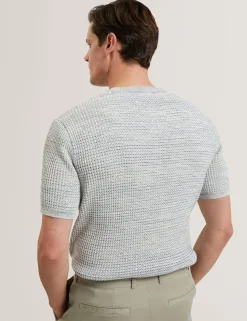 Short Sleeve Relaxed Fit Textured Knit T-Shirt