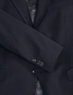 Single Breasted Two Button Notch Fully Fashioned Grid Suit Jacket