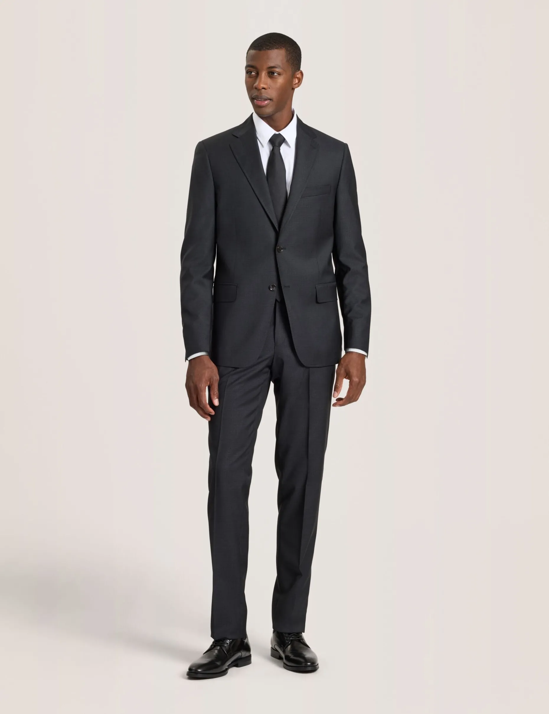 Single Breasted Two Button Notch Fully Fashioned Grid Suit Jacket