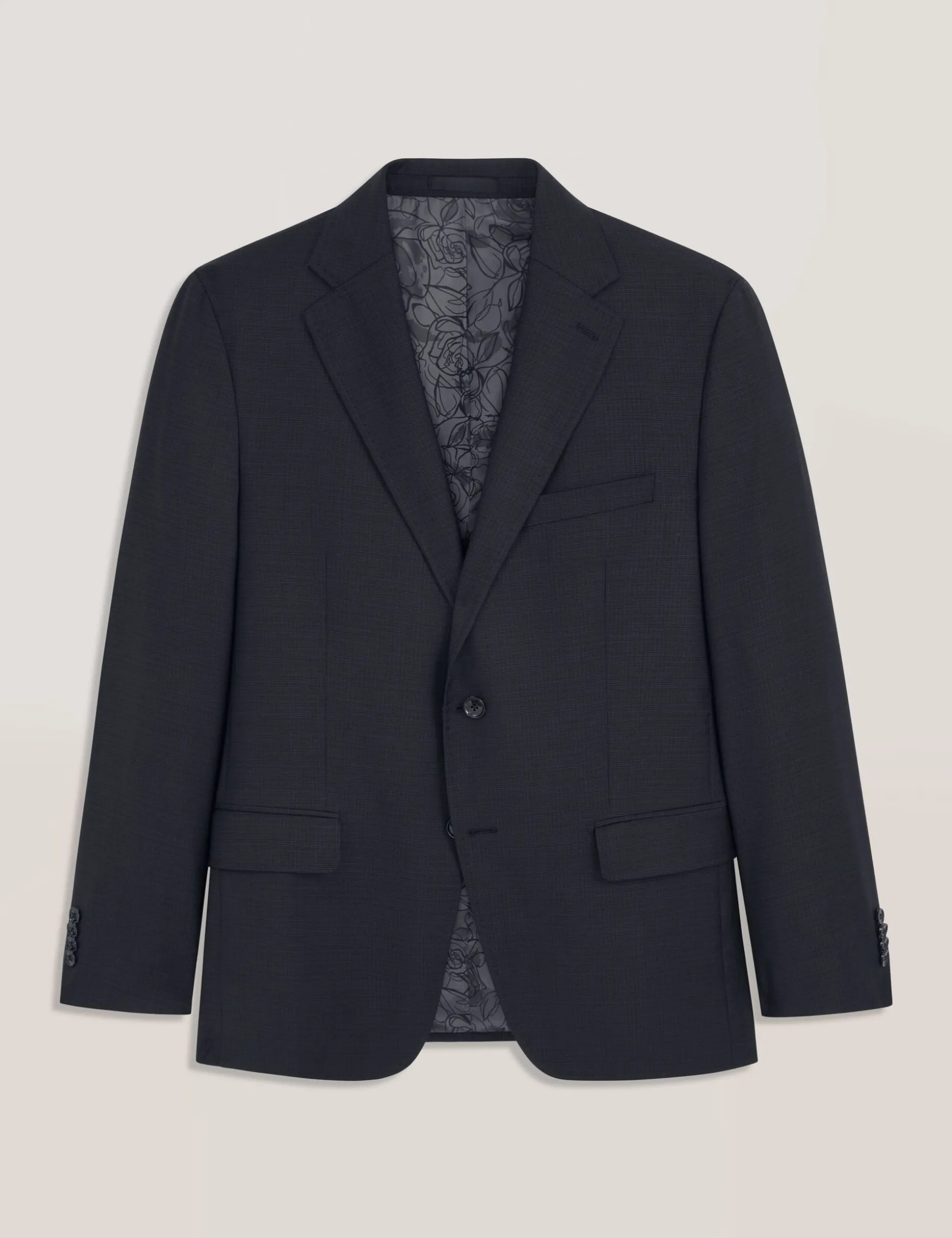 Single Breasted Two Button Notch Fully Fashioned Grid Suit Jacket